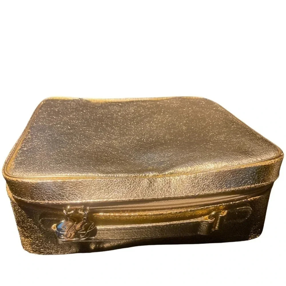 Estée Lauder large gold tone vanity makeup box case
